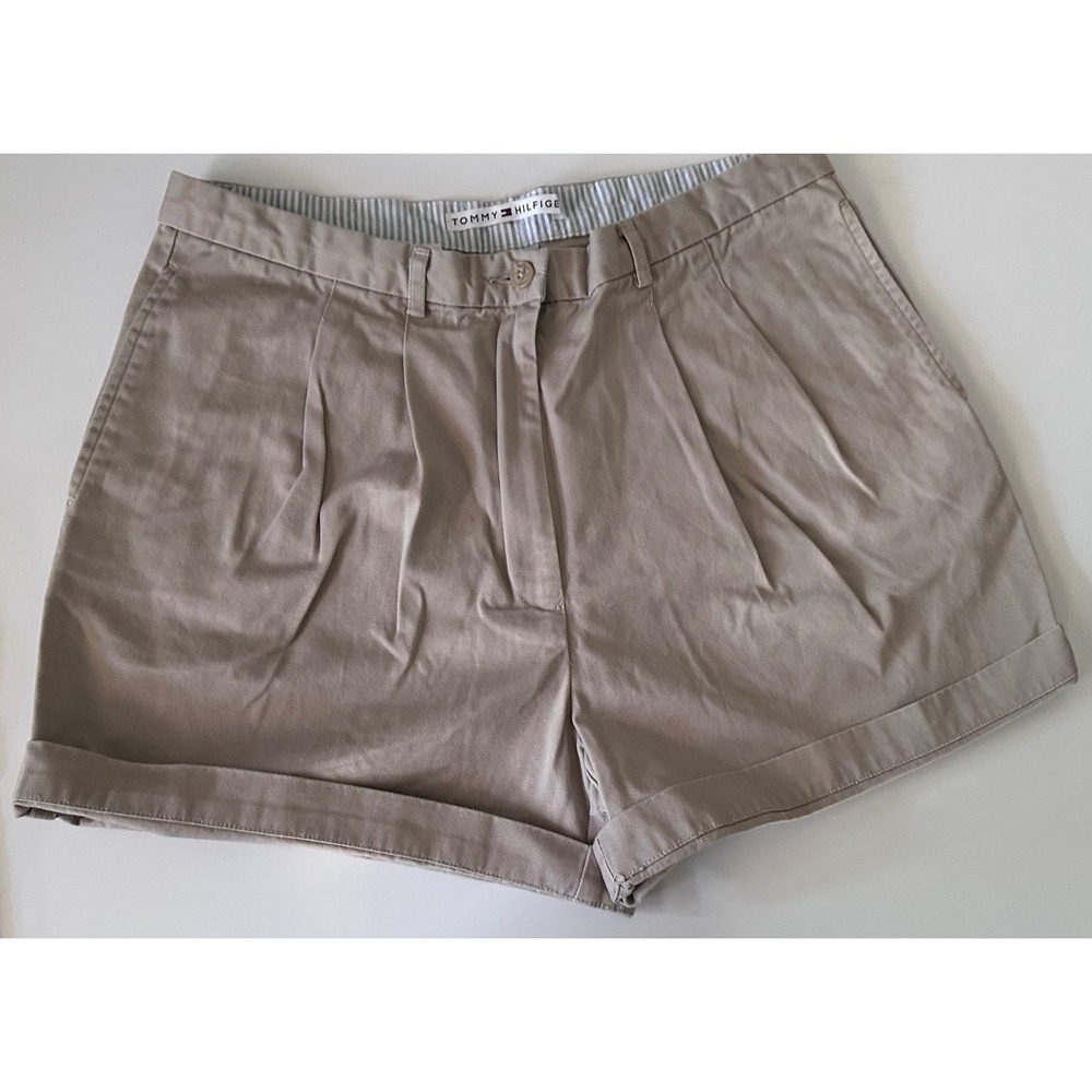Tommy Hilfiger Womens Chino Shorts Bundle Size 12 Pleated Khaki White Cotton 2Pk - Picture 5 of 10